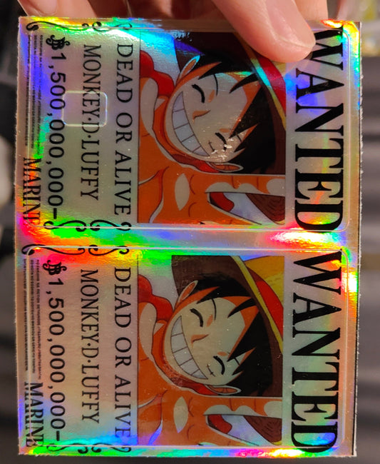 One Piece - Luffy Wanted Poster Holographic Credit Card Sticker (Please Read Description)