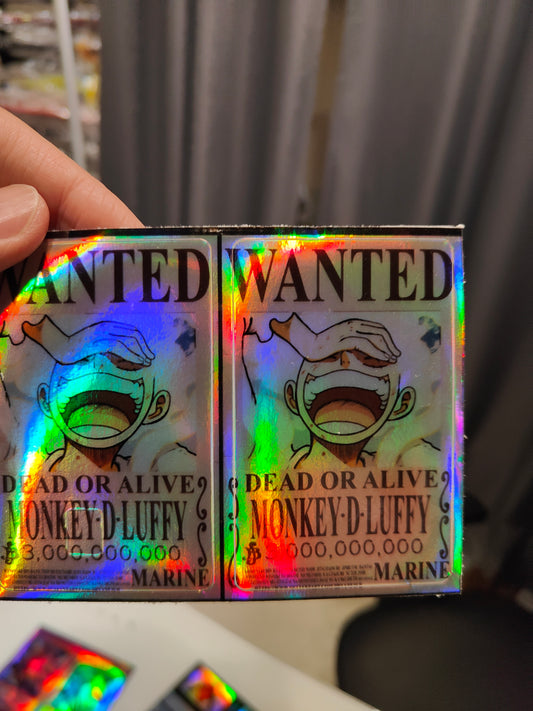One Piece - Nika Luffy Wanted Poster Holographic Credit Card Sticker (Please Read Description)