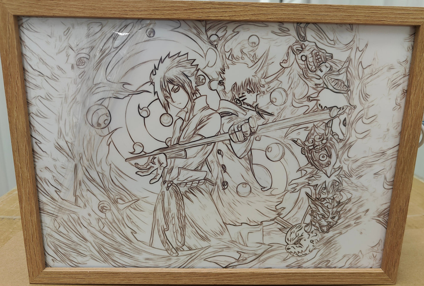 Naruto Shippuden - Naruto Six Paths And Sasuke Rinnegan Light Up Frame Art Portrait