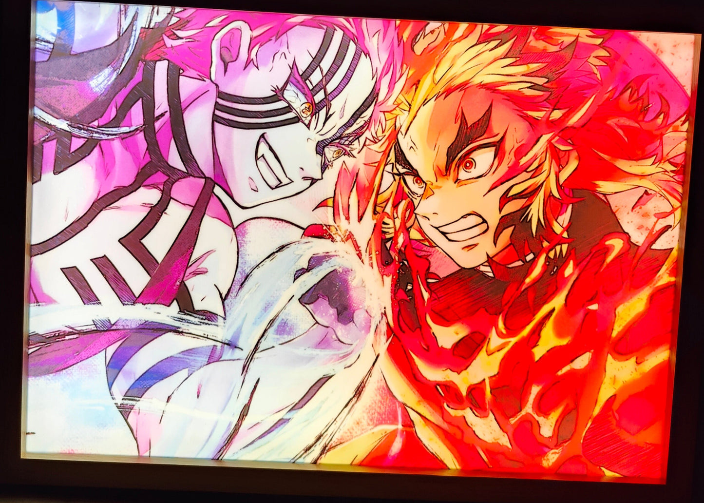Demon Slayer - Rengoku vs Akaza Light Up Frame Art Portrait