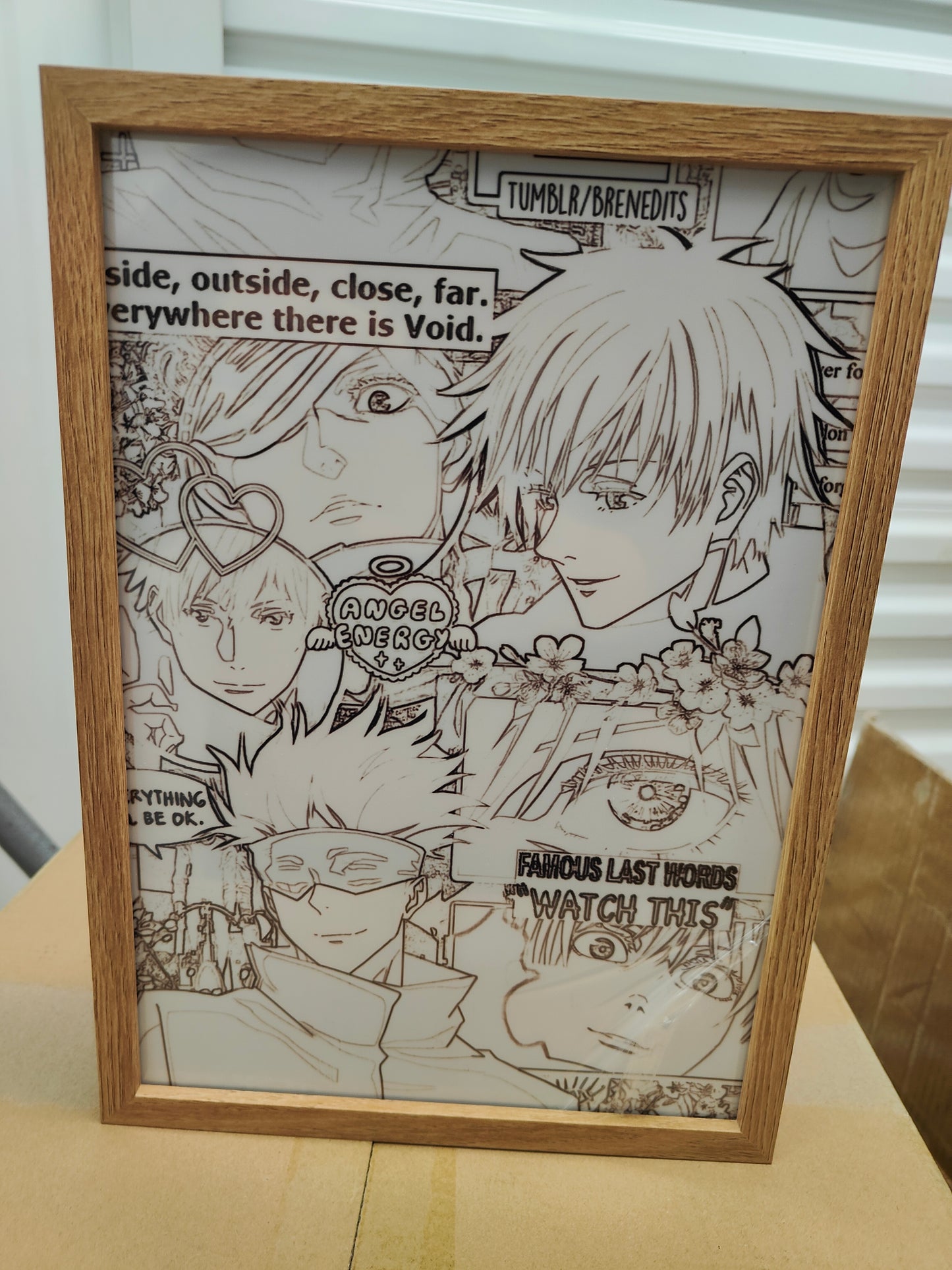 Jujutsu Kaisen - Gojo Manga Style Light Up Frame Art Portrait