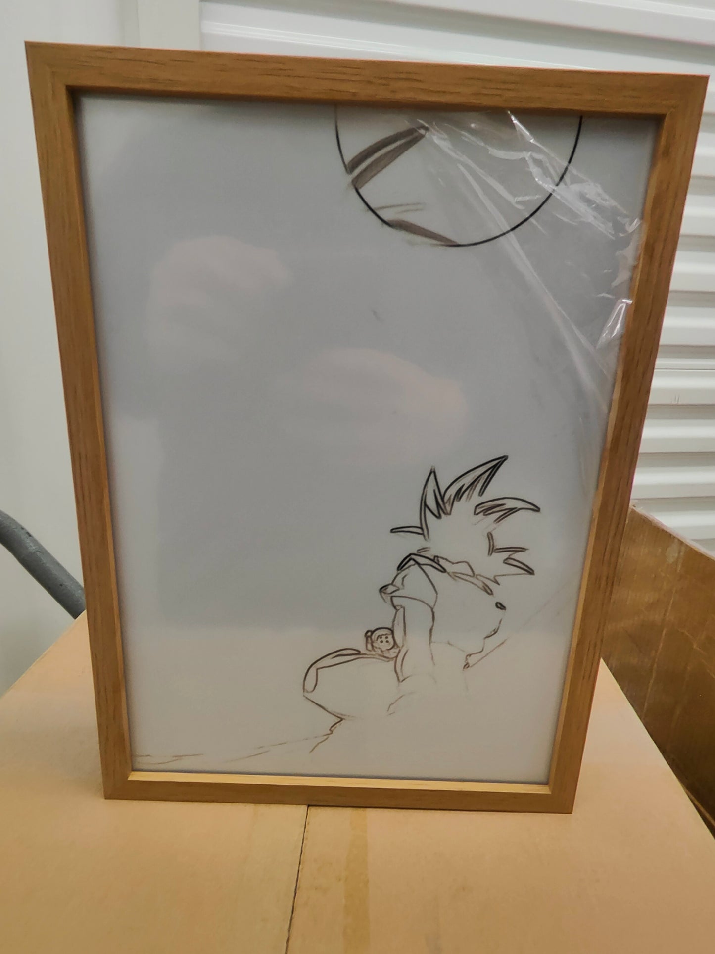 Dragon Ball - Goku Sitting in the Night Light Up Frame Art Portrait