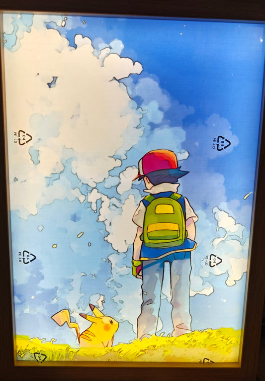 Pokemon  - Ash and Pikachu Style B Light Up Frame Art Portrait