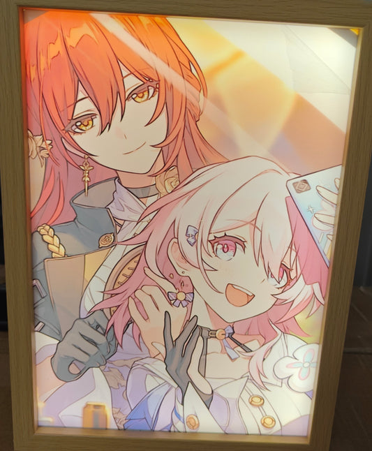 Honkai Star Rail HSR - Himeko and March 7th Light Up Frame Art Portrait