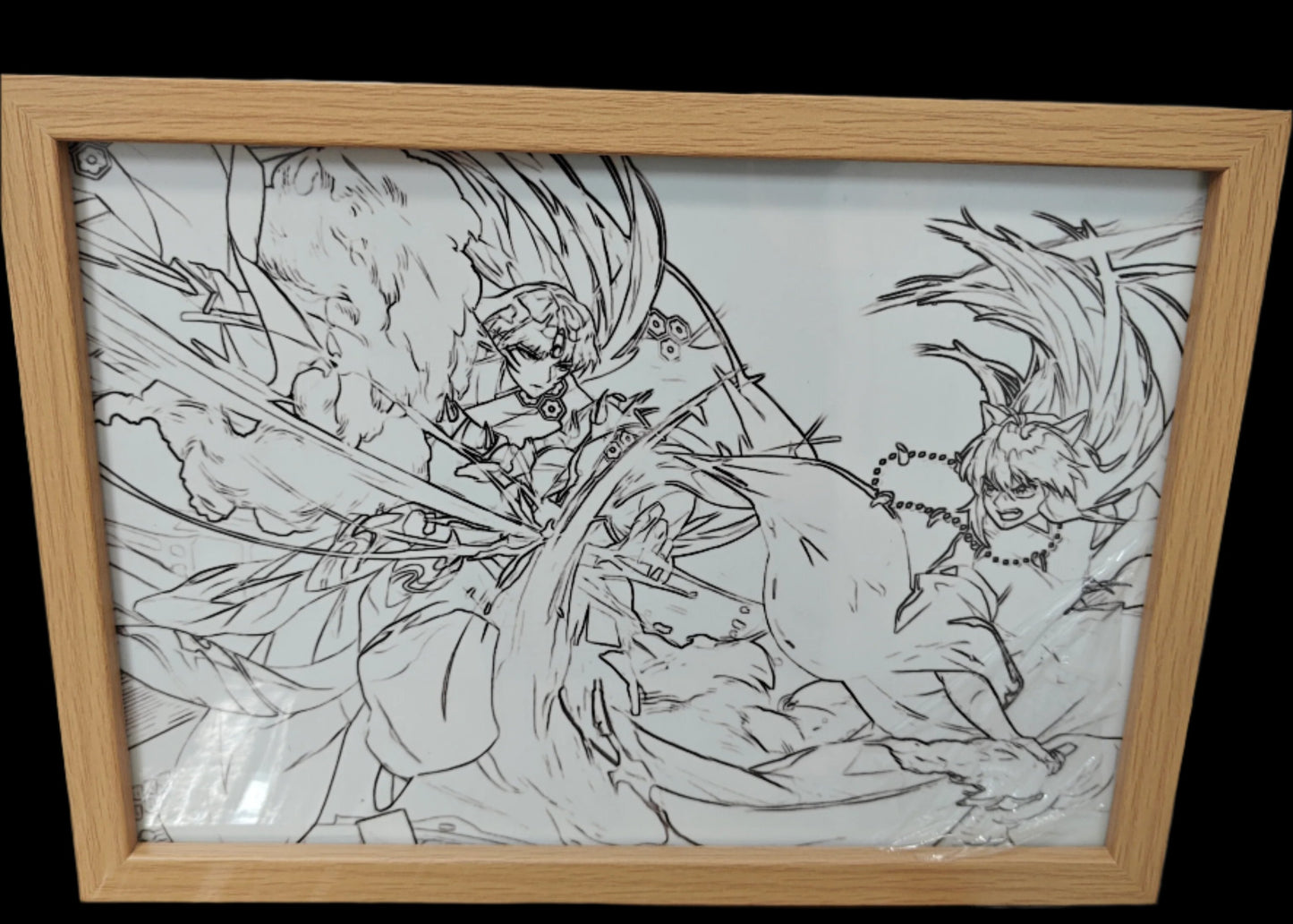 Inuyasha - Inuyasha Vs Sesshoumaru Light Up Frame Art Portrait