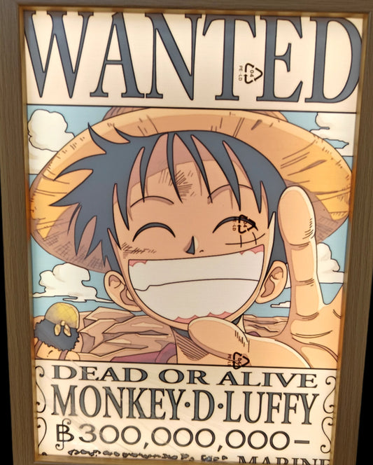 One Piece - Luffy Wanted Poster Light Up Frame Art Portrait