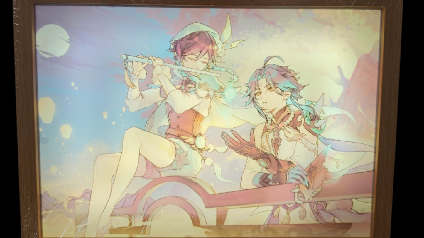 Genshin Impact - Venti and Xiao Light Up Frame Art Portrait