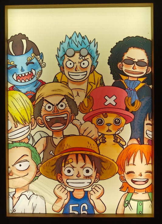 One Piece - Kid Straw Hat Crew Light Up Frame Art Portrait