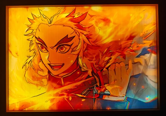 Demon Slayer - Rengoku Style D Poster Light Up Frame Art Portrait