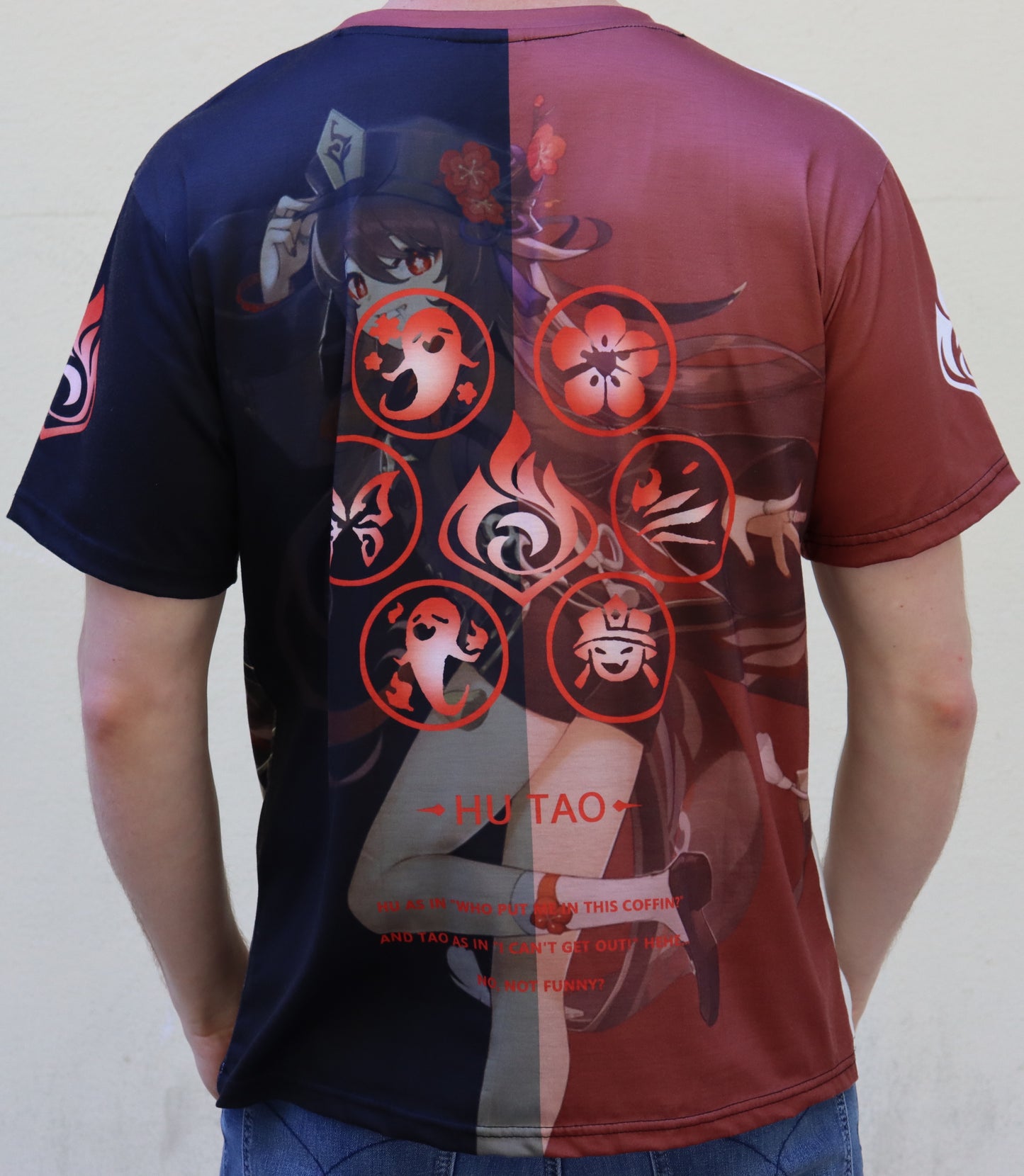 Genshin Impact - Hu Tao Black & Maroon TShirt (Price Does Not Include Shipping - Please Read Description)