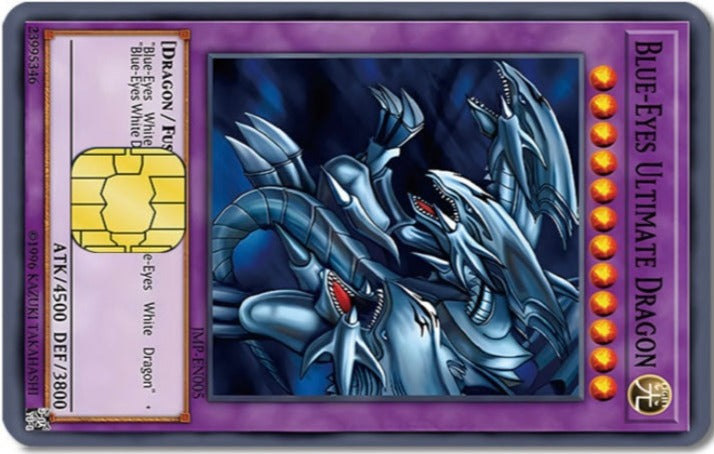 YuGiOh - Blue-Eyes Ultimate Dragon Credit Card Sticker (Please Read De Flying Raijin Expo YuGiOh - Blue-Eyes Ultimate Dragon Credit Card Sticker (Please Read De Flying Raijin Expo