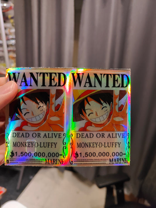 One Piece - Luffy Wanted Poster Holographic Credit Card Sticker (Please Read Description)