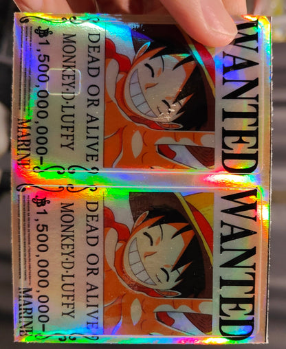One Piece - Luffy Wanted Poster Holographic Credit Card Sticker (Please Read Description)