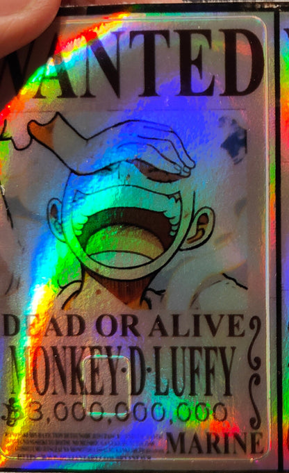 One Piece - Nika Luffy Wanted Poster Holographic Credit Card Sticker (Please Read Description)