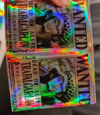 One Piece - Law Wanted Poster Holographic Credit Card Sticker (Please Read Description)