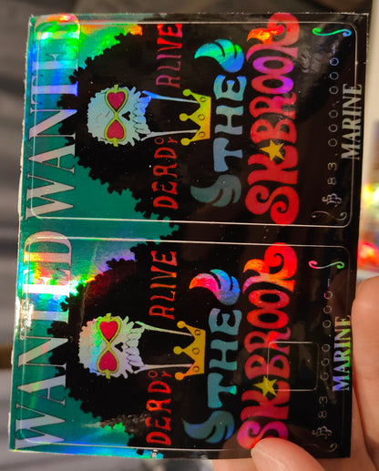 One Piece - Brook Wanted Poster Holographic Credit Card Sticker (Please Read Description)
