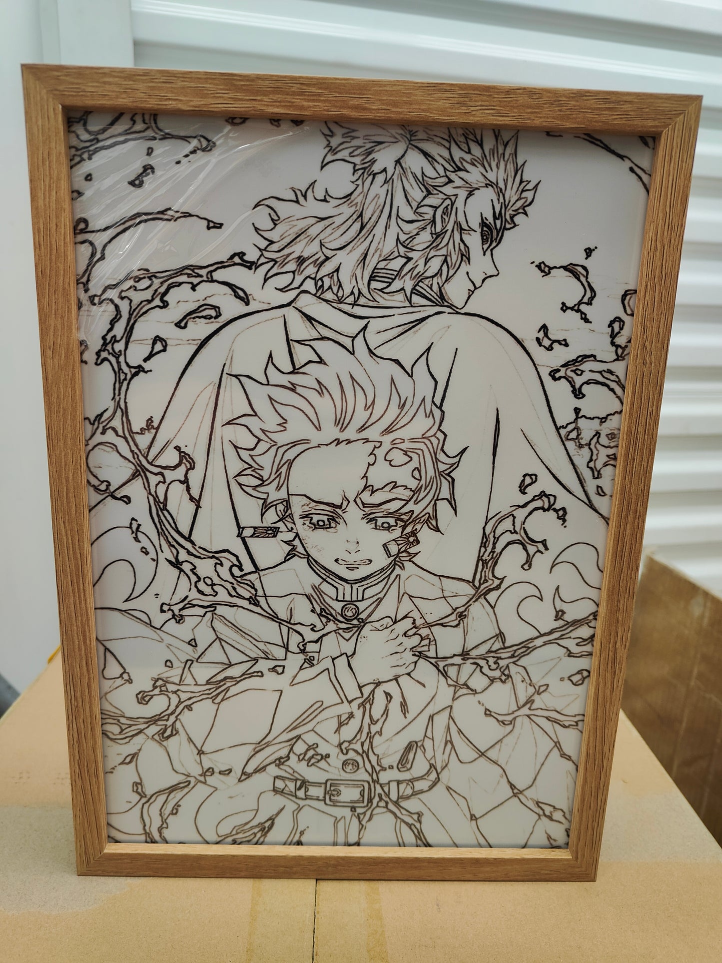 Demon Slayer - Tanjiro & Rengoku Light Up Frame Art Portrait