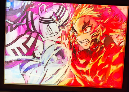 Demon Slayer - Rengoku vs Akaza Light Up Frame Art Portrait