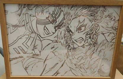 Demon Slayer - Rengoku vs Akaza Light Up Frame Art Portrait