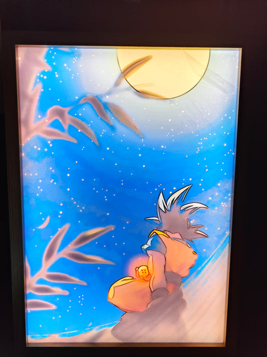 Dragon Ball - Goku Sitting in the Night Light Up Frame Art Portrait