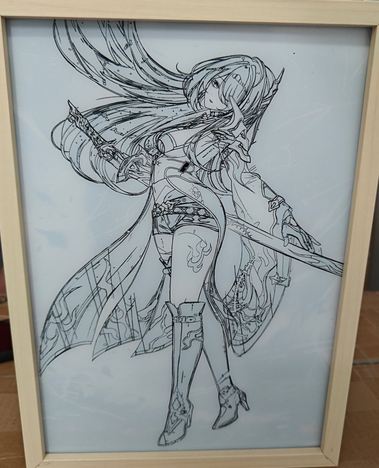 Honkai Star Rail HSR - Acheron Style D Light Up Frame Art Portrait