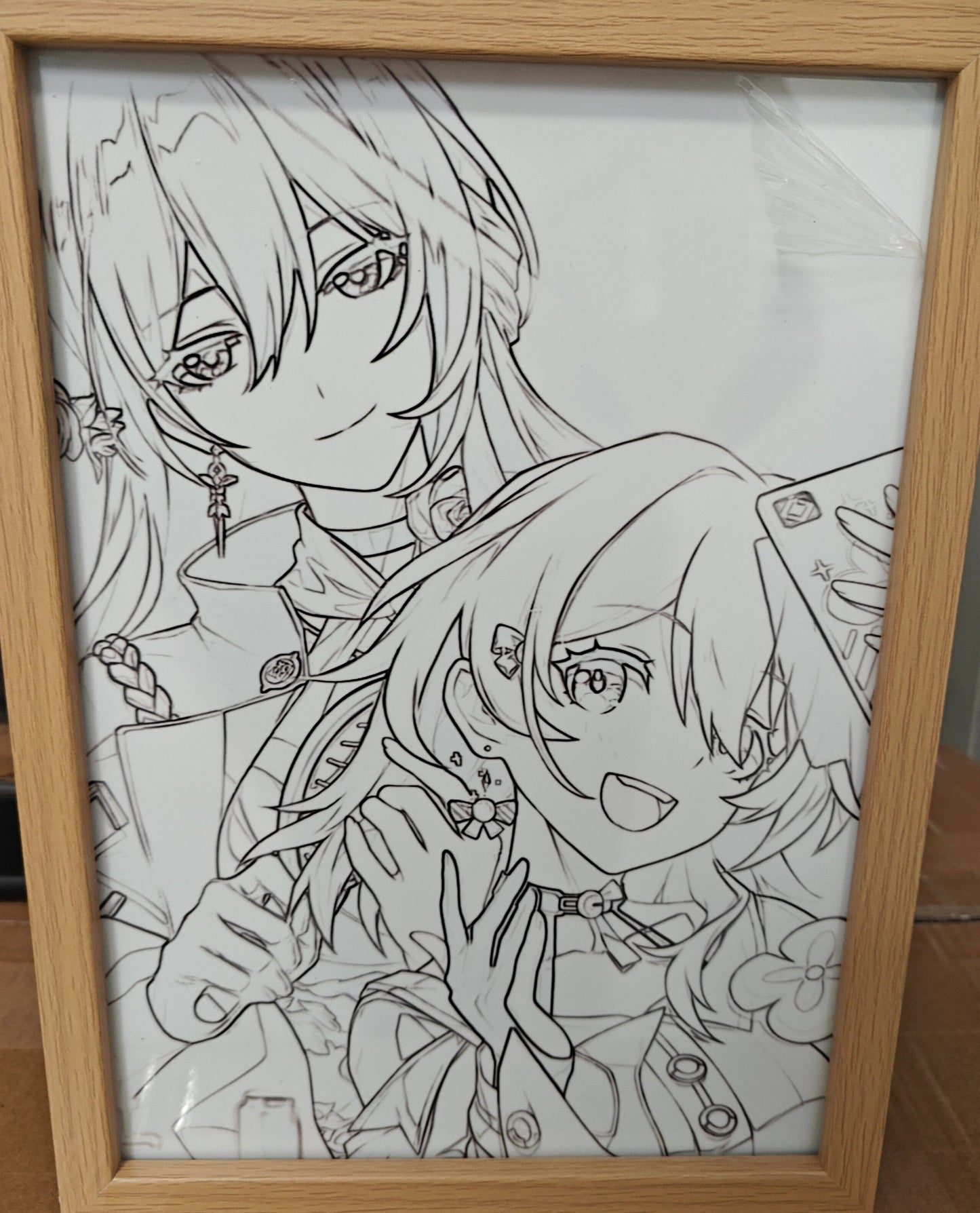 Honkai Star Rail HSR - Himiko and March 7th Light Up Frame Art Portrait