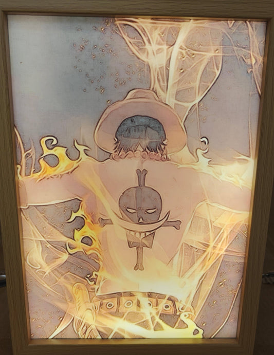 One Piece - Ace Poster Light Up Frame Art Portrait