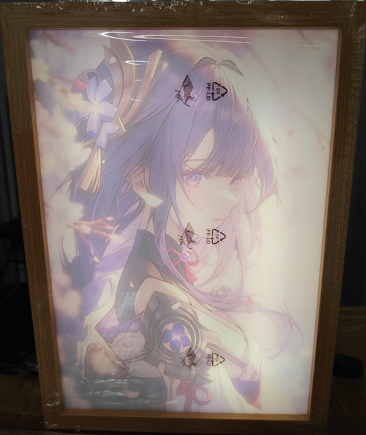 Genshin Impact - Raiden Shogun Style D Light Up Frame Art Portrait