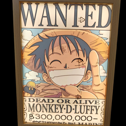 One Piece - Luffy Wanted Poster Light Up Frame Art Portrait