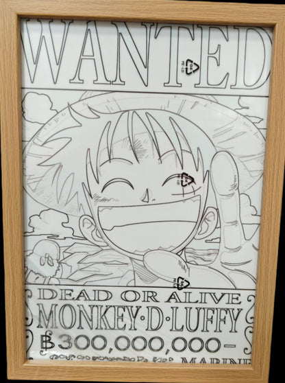 One Piece - Luffy Wanted Poster Light Up Frame Art Portrait