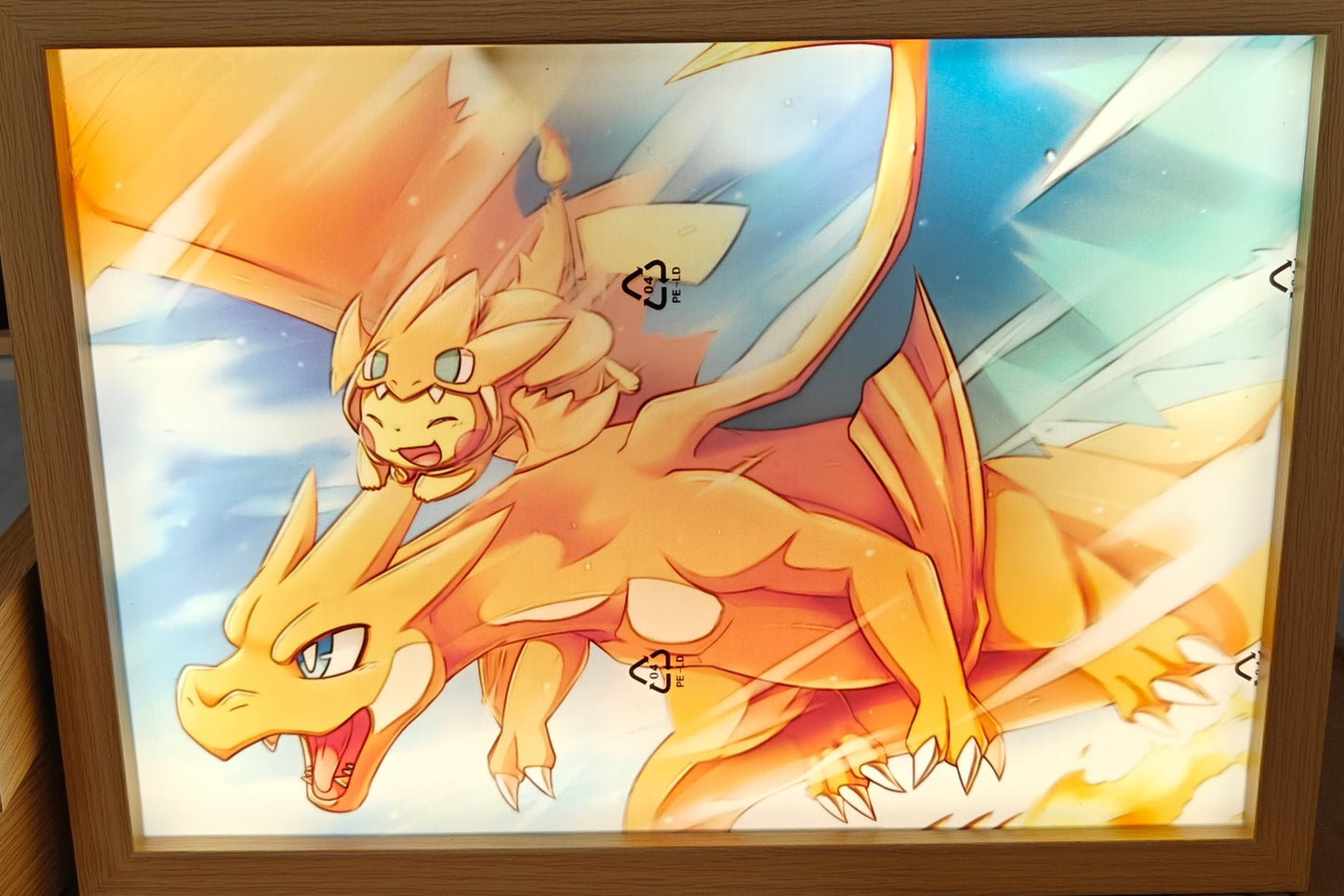 Pokemon -  Pikachu and Charizard Light Up Frame Art Portrait