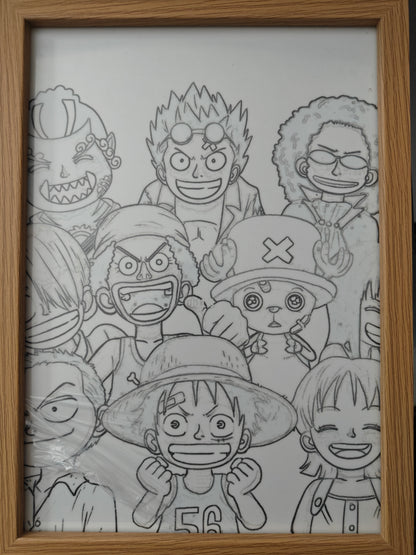 One Piece - Kid Straw Hat Crew Light Up Frame Art Portrait