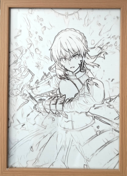 Fate -  Saber Style 3 Light Up Frame Art Portrait