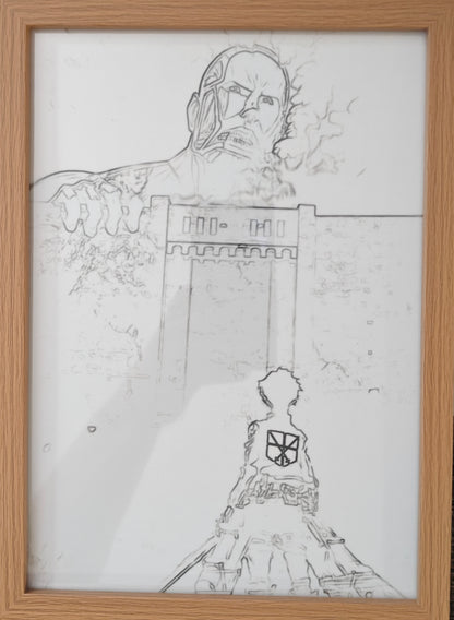 Attack On Titan - Colossal Titan And Eren Light Up Frame Art Portrait