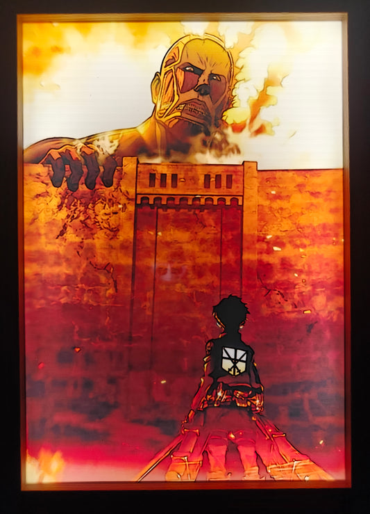 Attack On Titan - Colossal Titan And Eren Light Up Frame Art Portrait