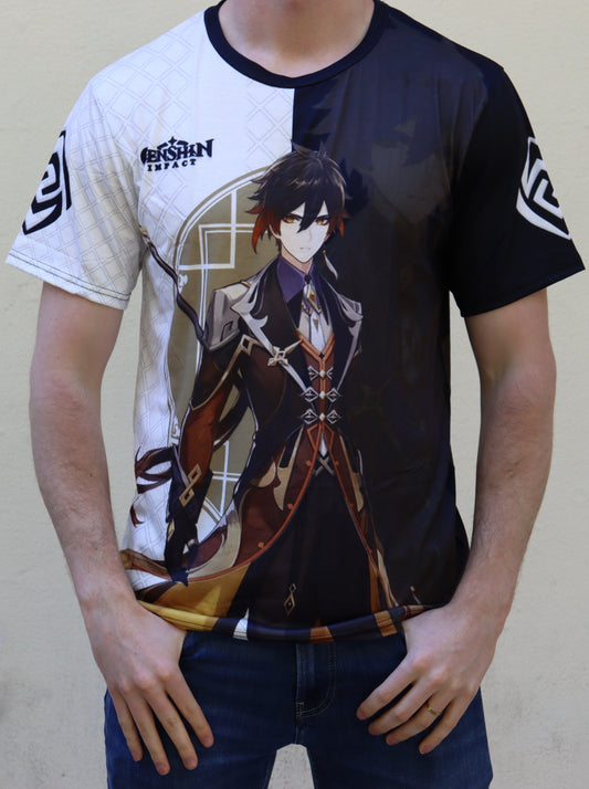 Genshin Impact - Zhongli Black and White Variant TShirt (Price Does Not Include Shipping- - Please Read Description)