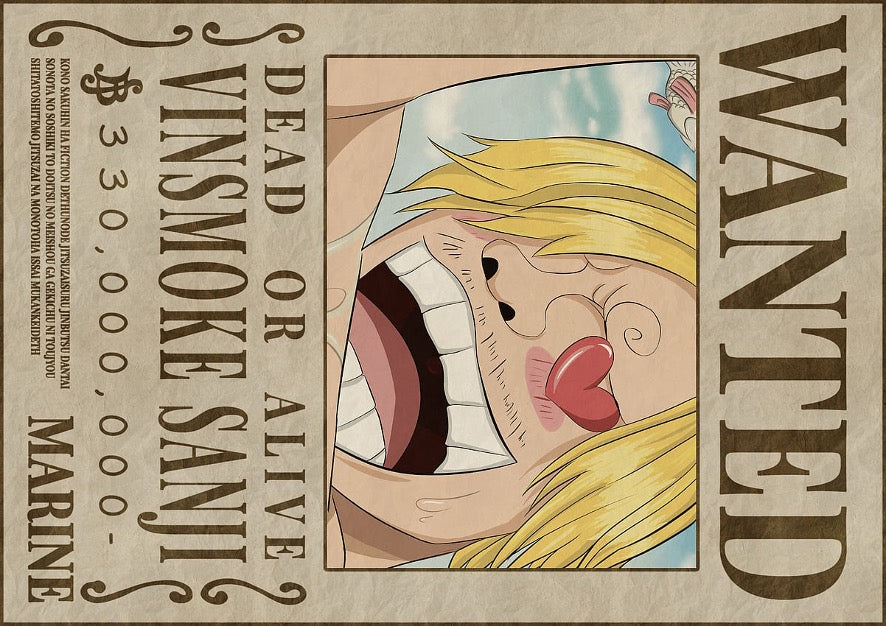 One Piece - Wanted Sanji Credit Card Sticker (Please Read Description)