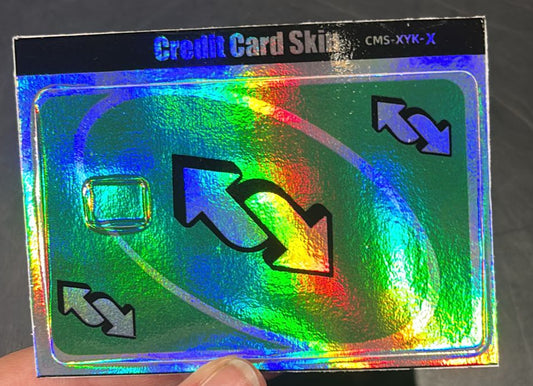 UNO - Reverse Green Holographic Credit Card Sticker (Please Read Description)