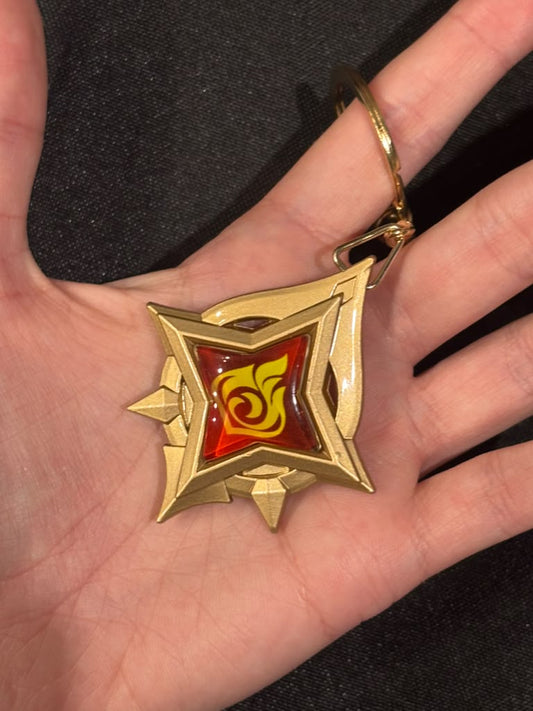 Genshin Impact -  Pyro Stellar Linchpin Vision Metal Keychain