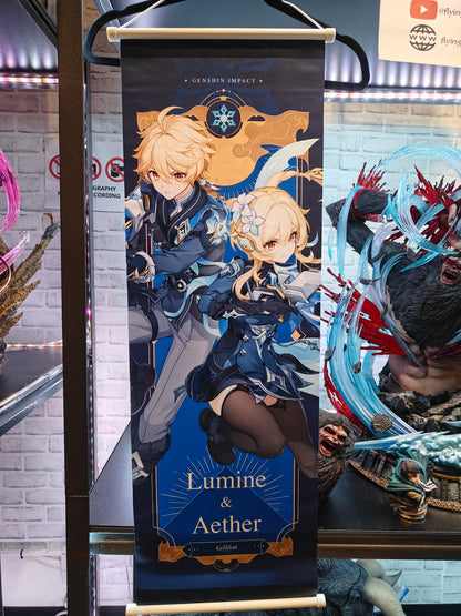 Genshin Impact - Travelers: Lumine & Aether Wall Scroll
