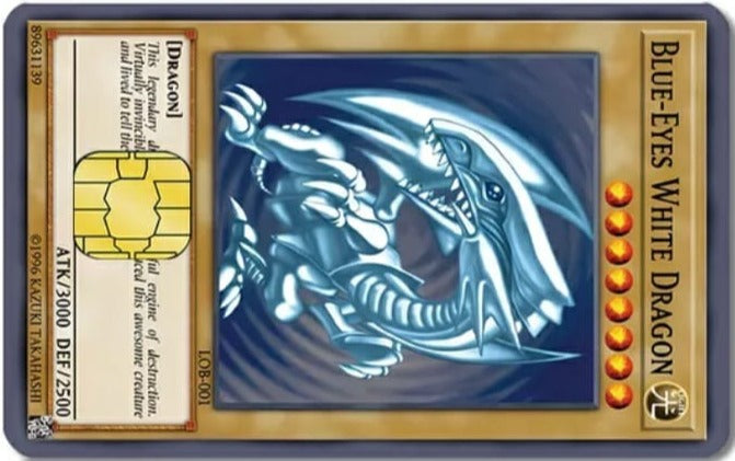 Yu-Gi-Oh Blue-Eyes White Dragon Credit Card Sticker(Please Read Description)