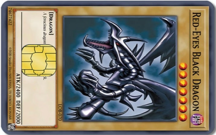 Yu-Gi-Oh Red-Eyes Black Dragon Credit Card Sticker(Please Read Description)